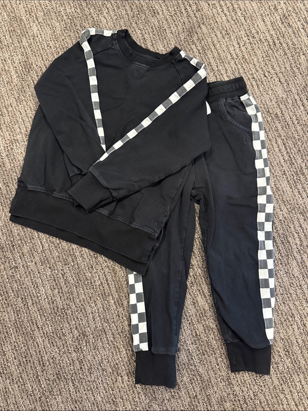 Little Bipsy Checker-Trim Sweatshirt & Jogger Set